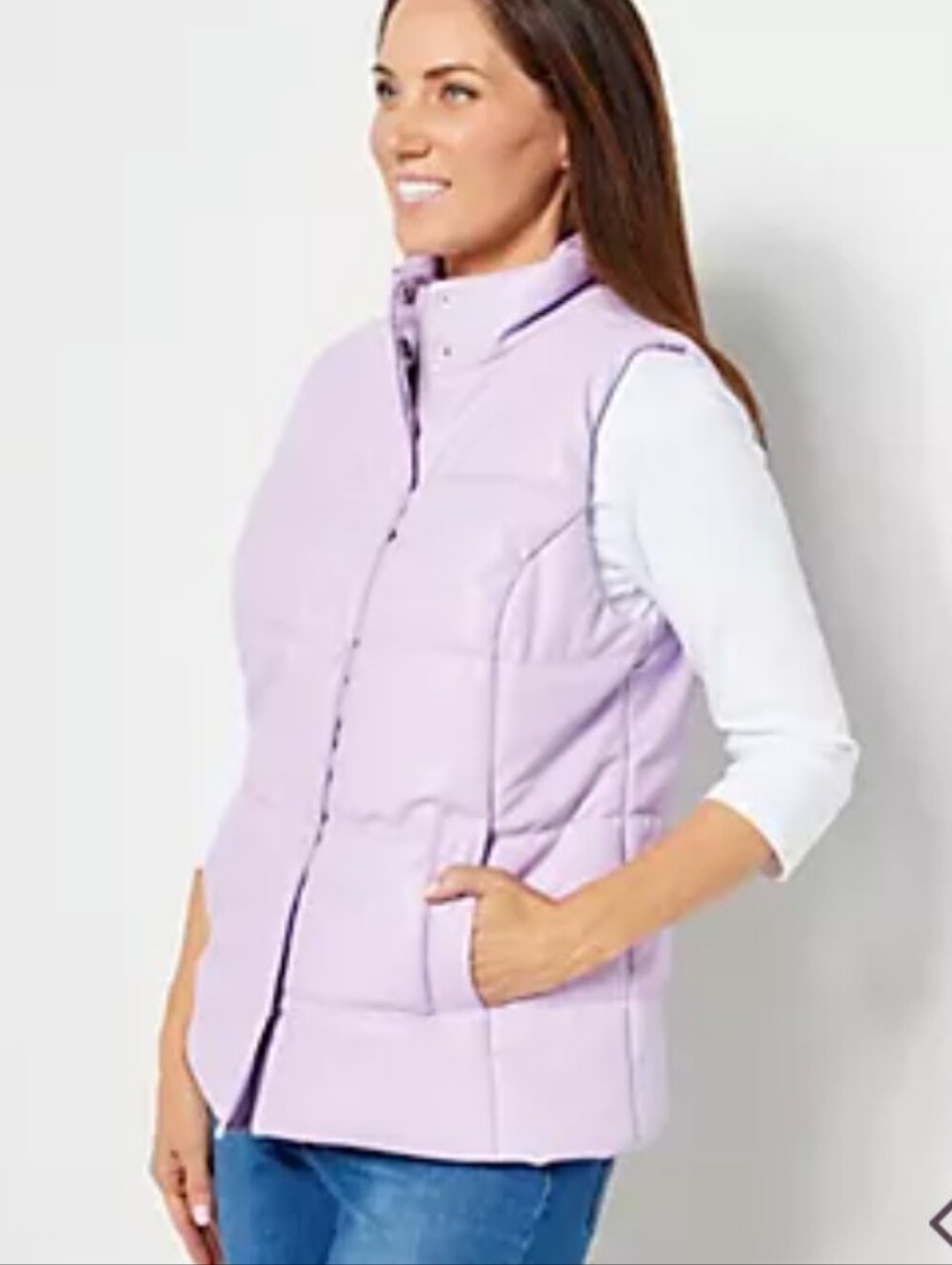 Isaac Mizrahi Faux Leather Lilac Puffer Vest Women's Size Large
